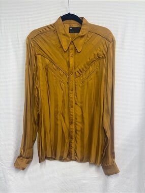 ASOS EDITION Gold Satin-Striped Western Style Shirt sz M BRAND NEW W/ Tags